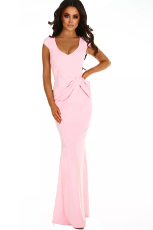 robe-maxi-rose-a-taille-froncee-big-2