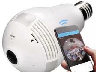 Caméra ampoule et Smart WiFi HD, capteur 1,3 Mégapixels panoramique 360°:Surveiller,Enregistrer a distance a partir de votre téléphone mobile.