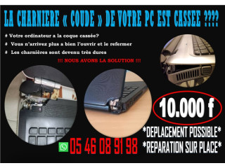 REPARARTION DE COUDES DE PC PORTABLE CASSES