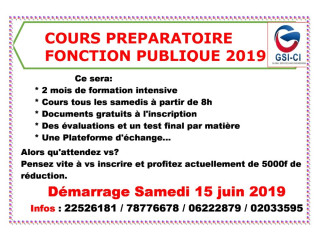 COURS DE PRÉPARATION AUX CONCOURS DE LA FONCTION PUBLIQUE 2019