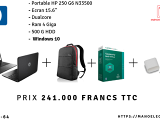 PC PORTABLE HP 250 G6 N33500 +SAC+ANTIVIRUS+CLE USB