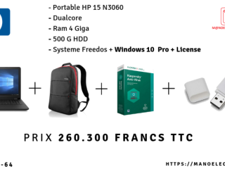 PC PORTABLE HP 15N3060+ SAC+ ANTIVIRUS+ USB
